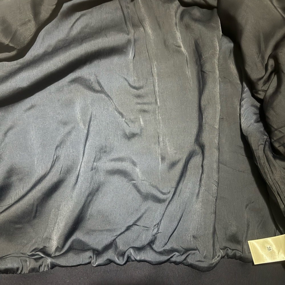 Free People wool Navy and Tan Contrast Varsity Jacket - Picture 6 of 7